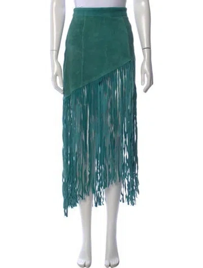 Pre-owned Understated Leather Suede Midi Length Skirt In Multi
