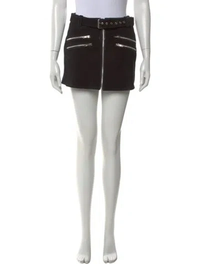 Pre-owned Understated Leather Suede Mini Skirt In Black