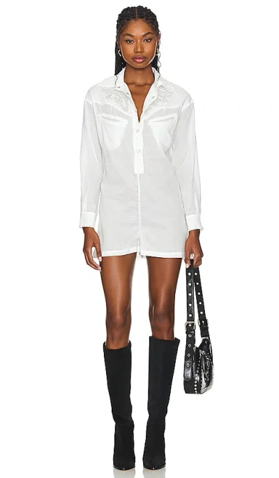 Understated Leather West Of Boho Romper In 白色