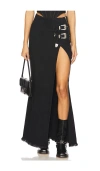 Understated Leather Western Maxi Skirt In Black