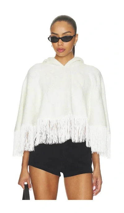Understated Leather Whistle Poncho In White