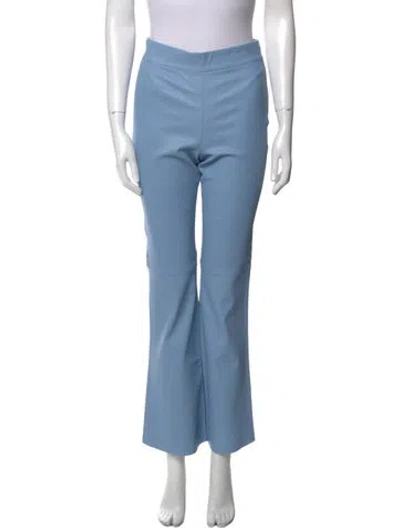 Pre-owned Understated Leather Wide Leg Pants In Blue