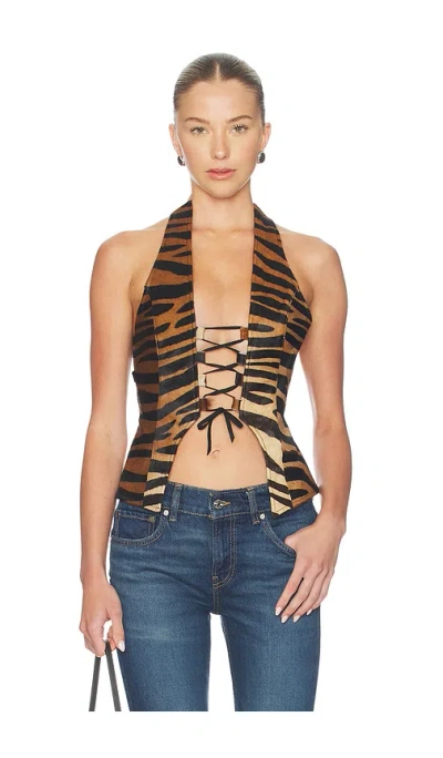 Understated Leather X Revolve Backless Zebra Top