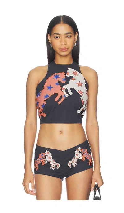 Understated Leather X Revolve Beaded Horse Top In Animal Print