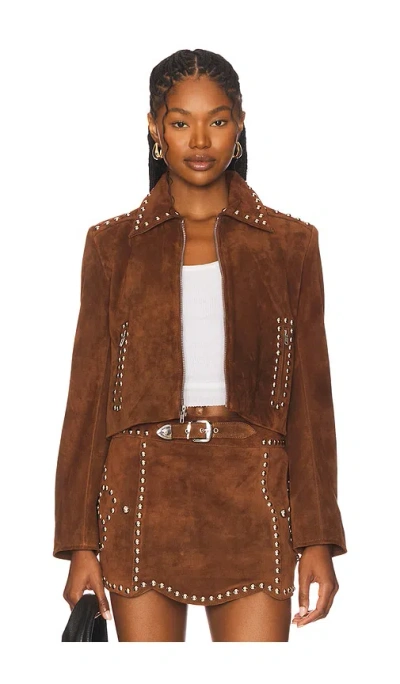 Understated Leather X Revolve Crazy Life Cropped Jacket In Brown