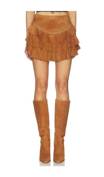 Understated Leather X Revolve Frill Mini Skirt In Brown