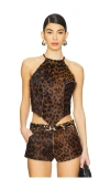 Understated Leather X Revolve Leather Halter In Leopard