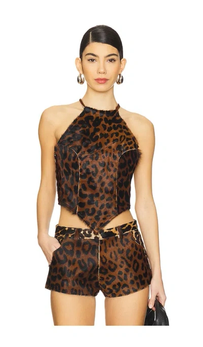 Understated Leather X Revolve Leather Halter In Leopard