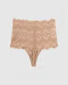 Understatement Lace Galloon Thong Warm Nude In Brown