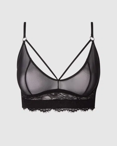 Understatement | Lace Mesh Strappy Demi Bra - Black | Bralettes