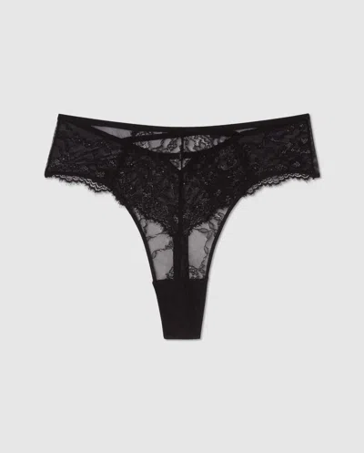Understatement | Lace Mesh Strappy Highwaist Thong - Black | Trouseries