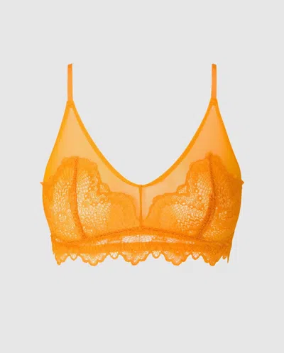 Understatement | Lace Mesh Triangle Bralette - Apricot | Bralettes In Orange