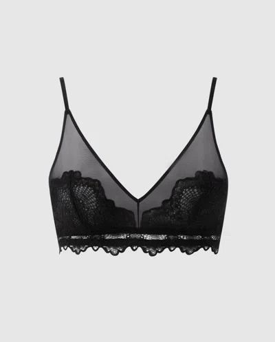 Understatement Lace Mesh Triangle Bralette Black