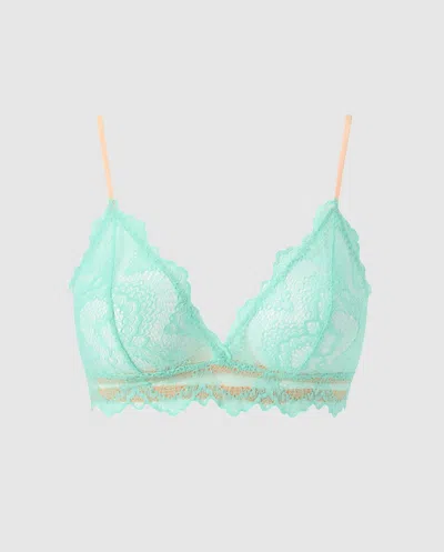 Understatement | Lace Triangle Bralette - Turquoise/peach | Bralettes