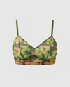 Understatement Mesh Balconette Olive Abstract Floral In Green