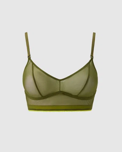 Understatement Mesh Balconette Olive In Green