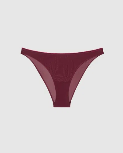 Understatement | Mesh Bikini Briefs - Burgundy/neon Pink | Trouseries