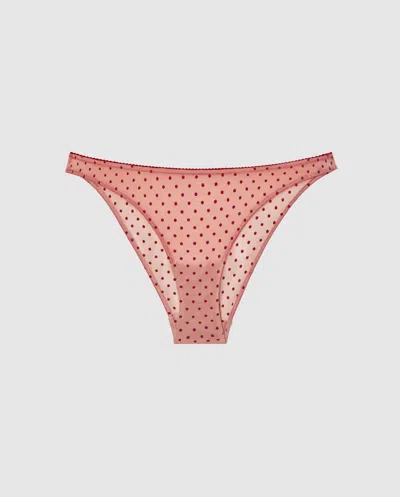 Understatement | Mesh Bikini Briefs - Pale Pink/burgundy | Trouseries
