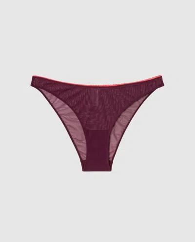 Understatement Mesh Bikini Briefs Cherry/coral In Purple