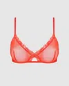 Understatement Mesh Lace Cut-out Triangle Bralette Fiery Red In Red