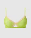 Understatement Mesh Lace Cut-out Triangle Bralette Zesty Lime In Gold