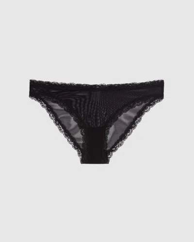 Understatement Mesh Lace Trim Bikini Briefs Black