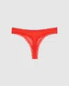 Understatement Mesh Lace Trim Thong Fiery Red In Red