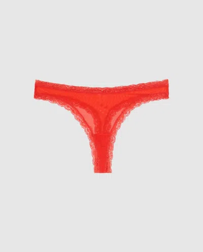 Understatement Mesh Lace Trim Thong Fiery Red