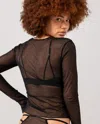 Understatement Mesh Longsleeve Tee In Black