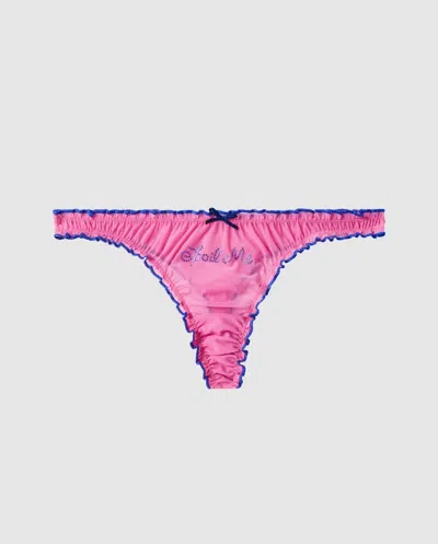 Understatement | Mesh Ruffle Thong - Candy Pink/electric Blue | Trouseries