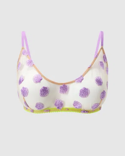 Understatement Mesh Scoop Bralette Warm Nude/lilac In Multi