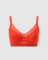 Understatement Mesh Support Bra Fiery Red In Orange