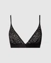 Understatement Mesh Triangle Bralette Black Leopard In Animal Print