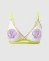 Understatement Mesh Triangle Bralette Warm Nude/lilac In Green