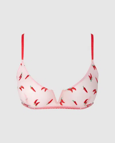 Understatement | Mesh V-balconette - Powder Pink/fiery Red | Bralettes