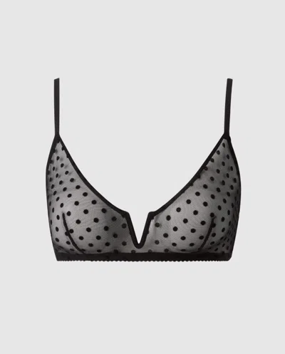 Understatement Mesh V-balconette Black Dots In Multi