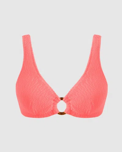 Understatement Ring Scoop Bikini Top Coral In Pink