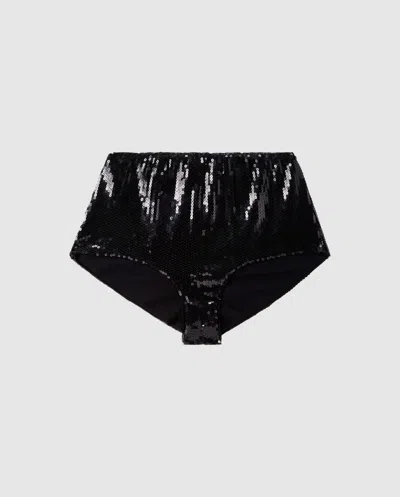 Understatement | Sequin Mesh Hotpants - Black | Trouseries