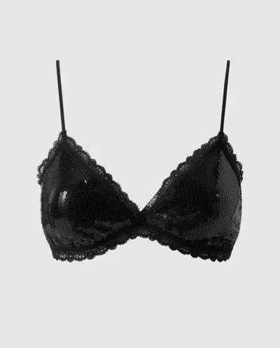Understatement | Sequin Mesh Triangle Bralette - Black | Bralettes