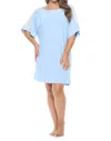 Undersummers Cooling Kimono Pajama Gown In Blue In Blue