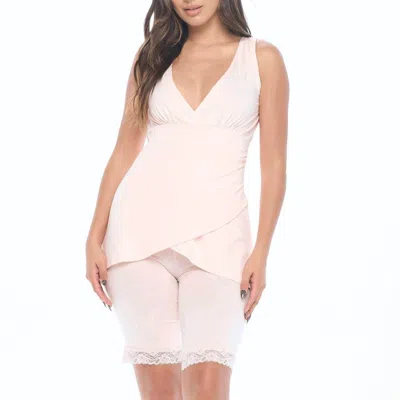 Undersummers Lux Cotton V Neck Tank In Iced Rose In Multi