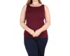 Undersummers Natural Compact Boat Neck Tank In Burgundy In White