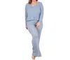 Undersummers Soft And Cozy Waffle Lounge Set In Dusty Blue In Multi