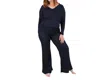 Undersummers Soft And Cozy Waffle Lounge Set In Navy In Blue