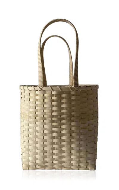 Underwater Weaving Studio Carol Rattan Shoulder Basket In Neutral