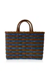 Underwater Weaving Studio Retro Rattan Tote In Blue