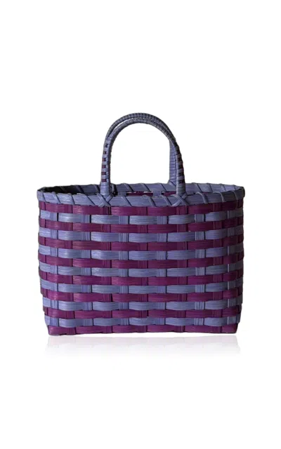 Underwater Weaving Studio Retro Rattan Tote In Purple
