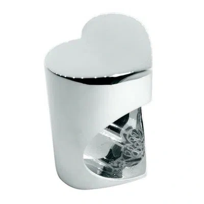 Pre-owned Undisclosed Large Tall Heart Ring In Sterling Silver