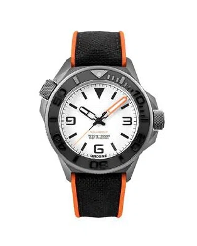 Pre-owned Undone Aqualume Automatic 43mm 500m Water Resistance Black Cordura Strap With... In White