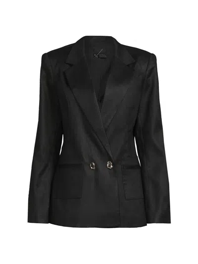 Undra Celeste Women's Boxy Satin Blazer In Black